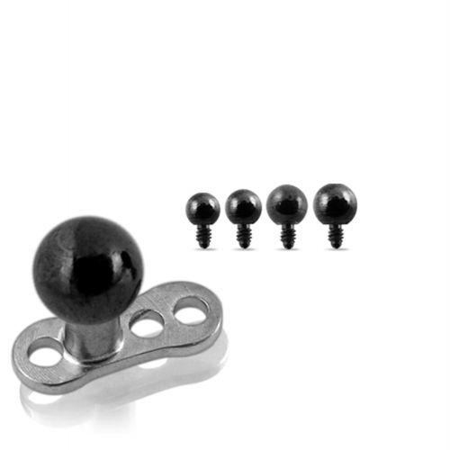 DER026,Dermal Anchors with Black Half ball Top,Wholesale Body Jewelry by Type,Accessories Body Jewelry,Belly Button Ring,Captive Bead Ring,Circular Barbell Jewelry,Curved Barbell Body Jewelry,Dermal Anchors Piercing,belly button rings,Belly rings