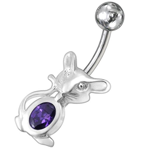 Silver 14G Iridescent Crystal Flower Belly Ring | Icing US