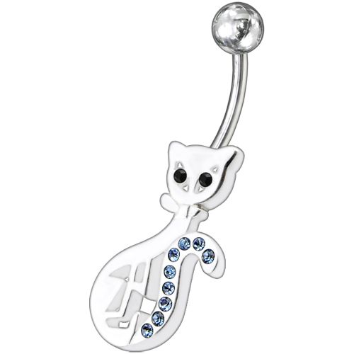 Rendezvous knecht eer Pussy Piercing | Fancy Jeweled Pussy Cat Titanium Banana Bar Non-Moving  Navel Ring