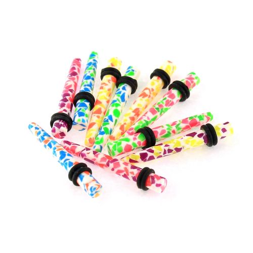 Pack of 10 Pieces 5 mm Colorful Marble Ear Straight Expander
