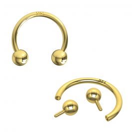 Titanium Gold Horseshoe Circular Barbell – 16g 8mm, Internally Threaded, Grade 23, Body Jewelry
