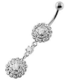 Two step Jeweled Round belly button piercing